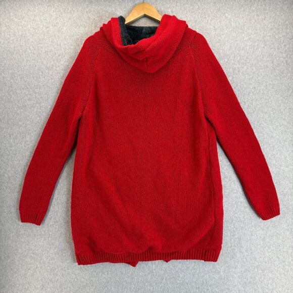 Misslook Red Hooded Cardigan‎ Bunny Rabbit Glasses Faux Fur Lining Size Large ? - Picture 6 of 11